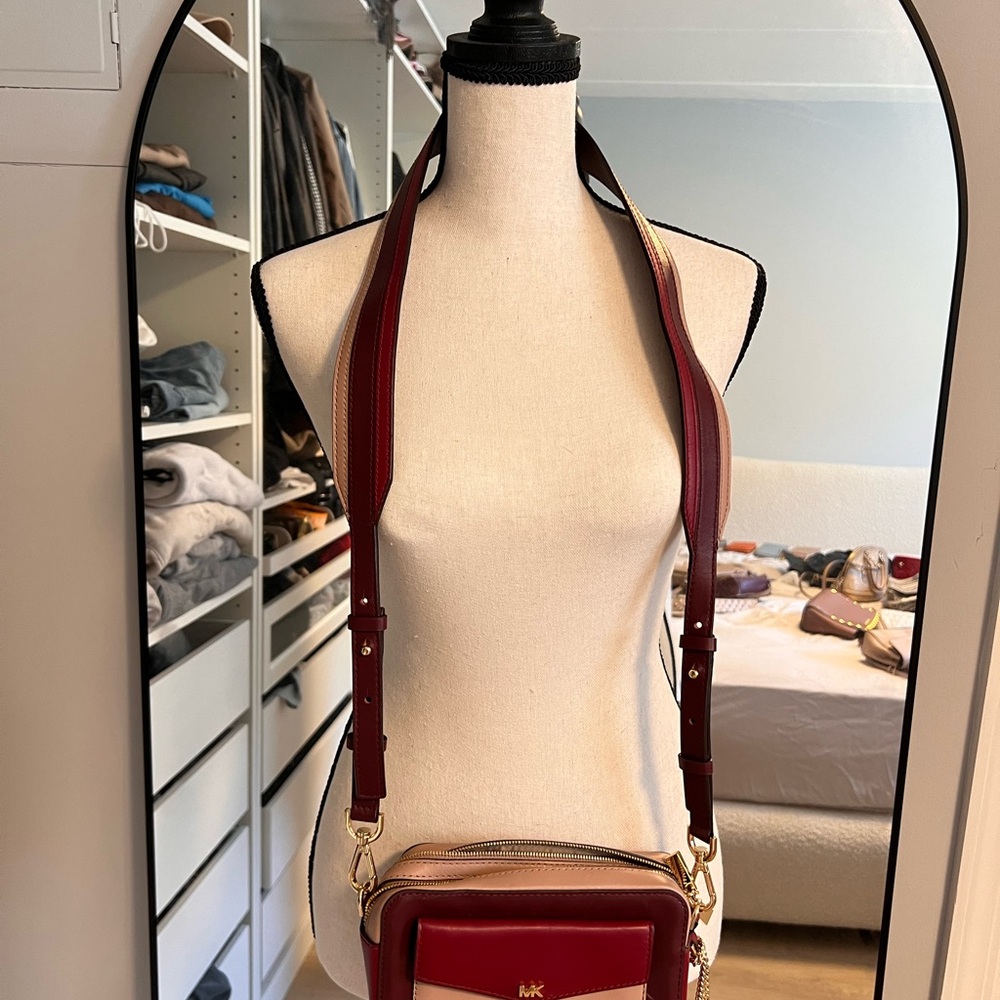 MICHAEL Michael Kors Burgundy Crossbody Bag with Gold Accents